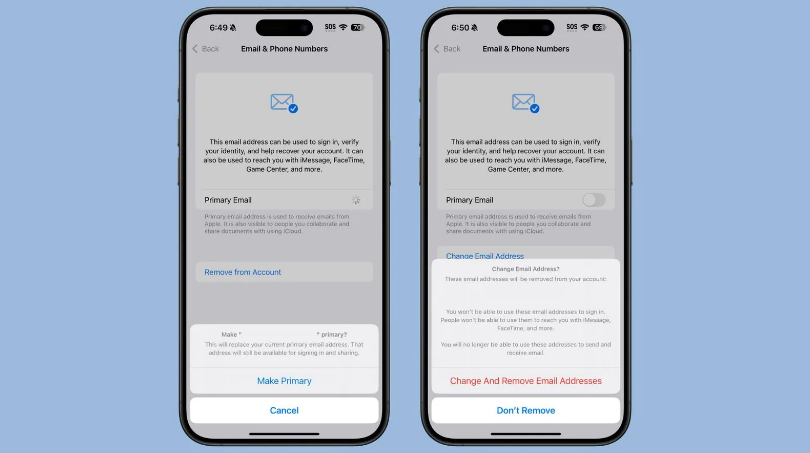 杨林街道苹果手机维修分享苹果 iOS 18.1 支持设置“主要”邮箱地址并更改 iCloud 邮箱 